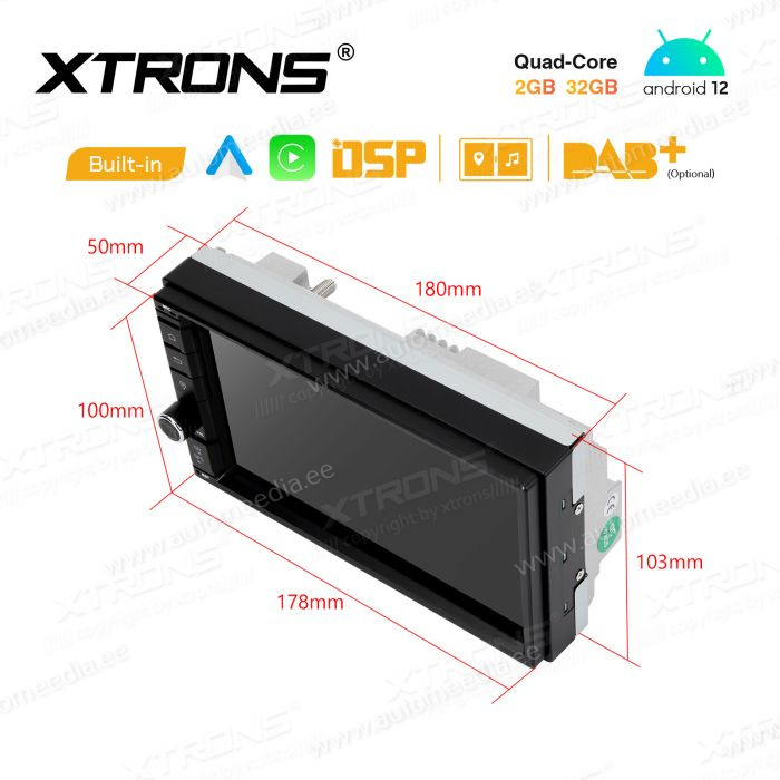 2 DIN universaalne Android 12 GPS autoraadio ja multimeedia keskus