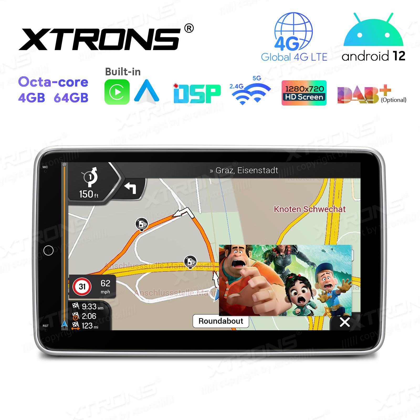 2 DIN universaalne Android 12 GPS autoraadio ja multimeedia keskus