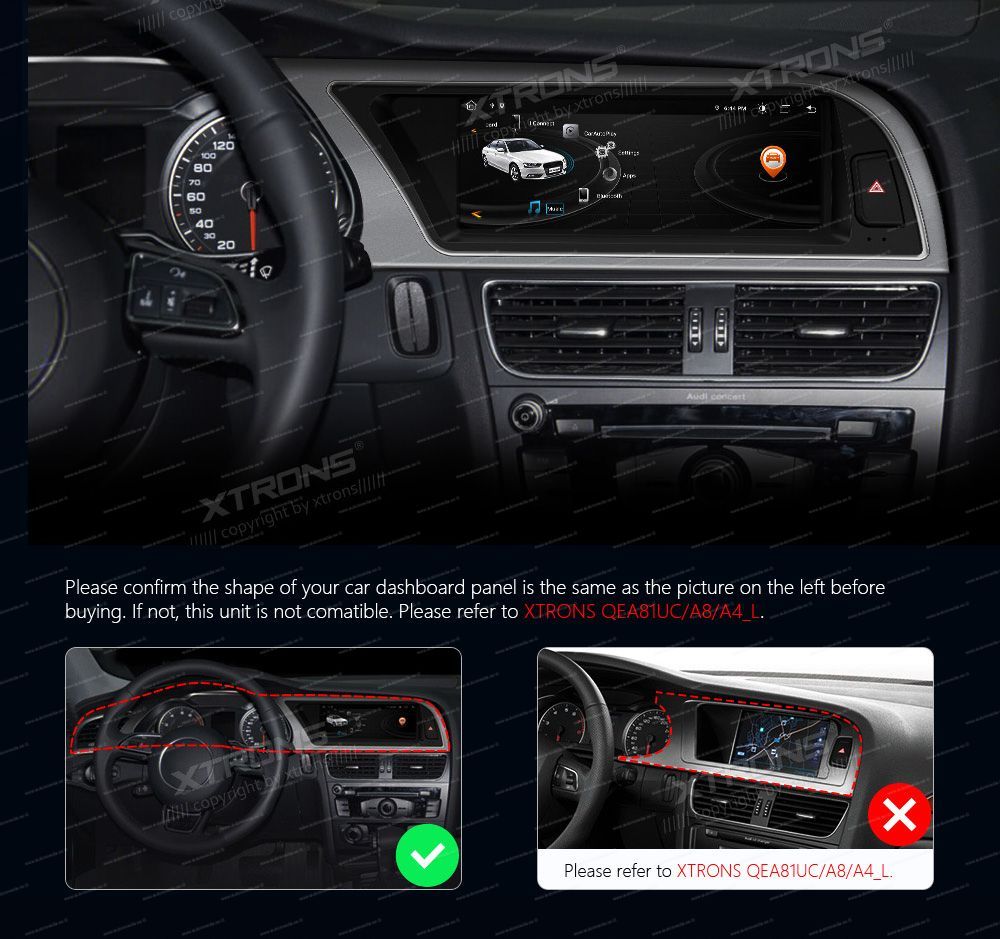 Audi A4 (2013 - 2016)| Audi concert & Audi symphony  XTRONS QEA82UC_A8_A4_L1 Car multimedia GPS player with Custom Fit Design