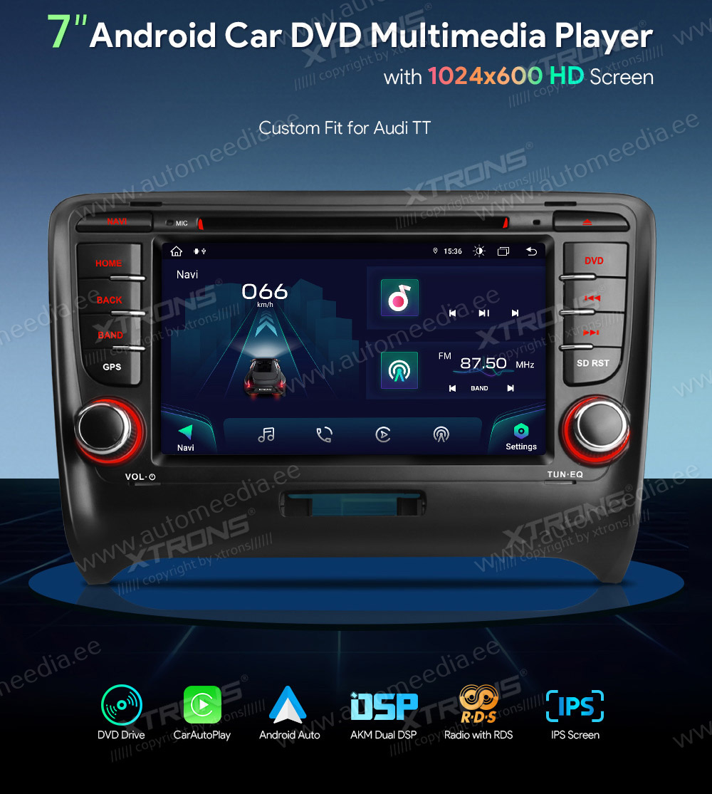 Audi TT (2006-2012)  XTRONS IA72ATT merkkikohtainen Android GPS multimedia näyttösoitin
