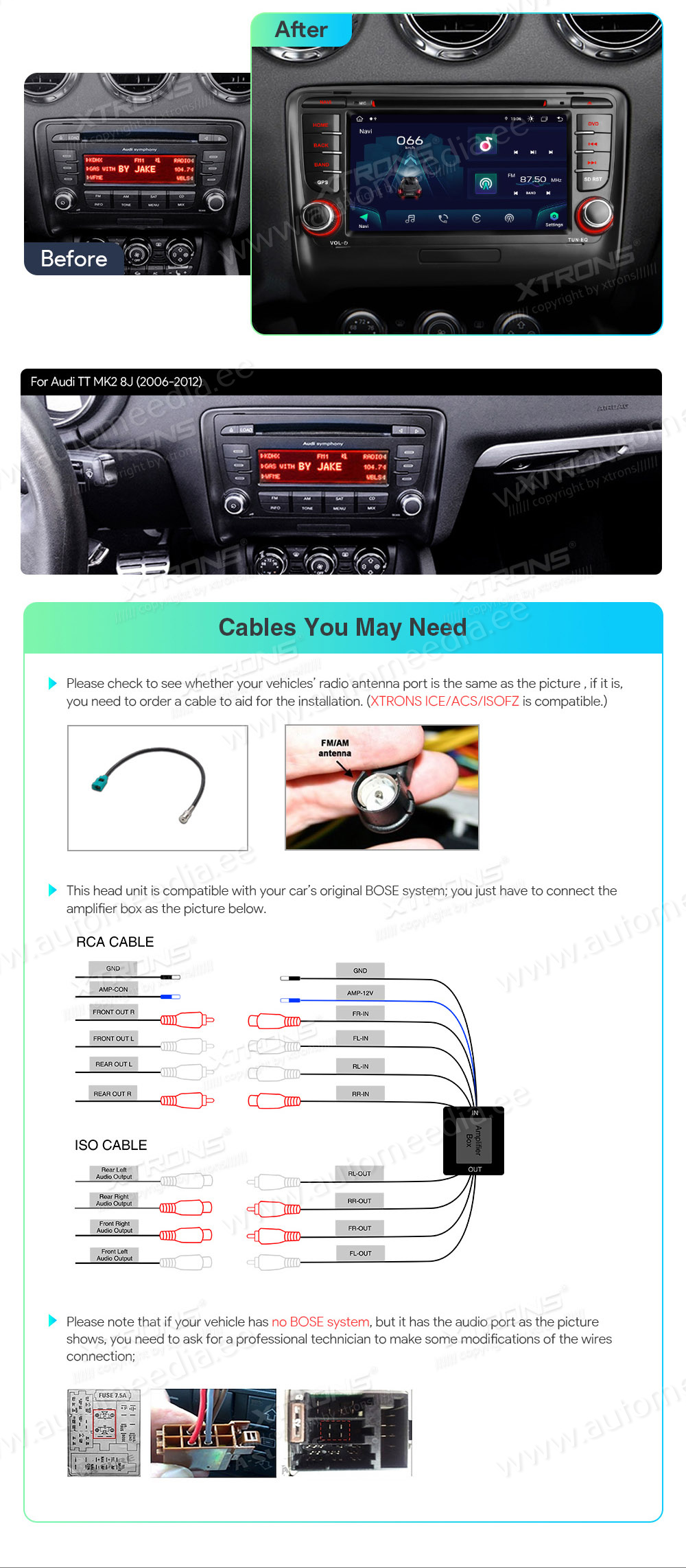 Audi TT (2006-2012)  custom fit multimedia radio suitability for the car