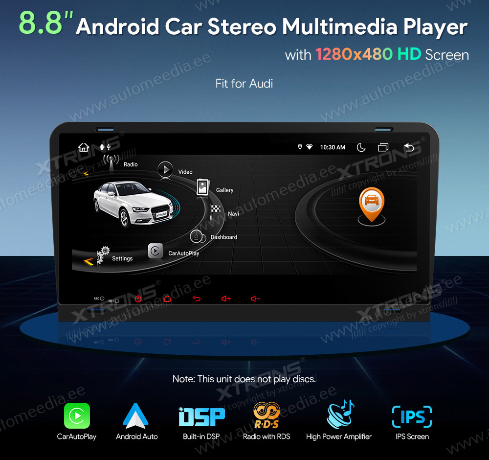 Audi A3 (2003-2012)  XTRONS IA82AA3LH merkkikohtainen Android GPS multimedia näyttösoitin