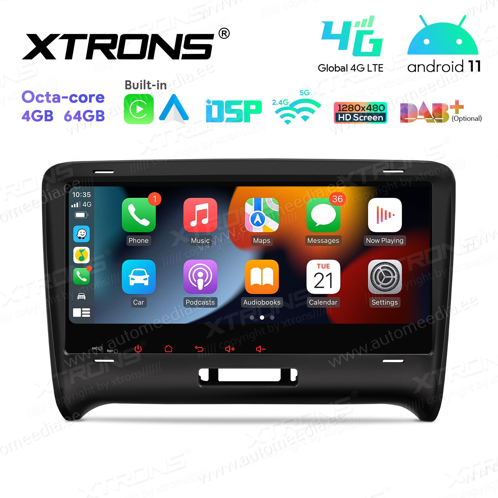 Audi TT (2006-2012) mudelipõhine Android 12 GPS autoraadio ja multimeedia keskus