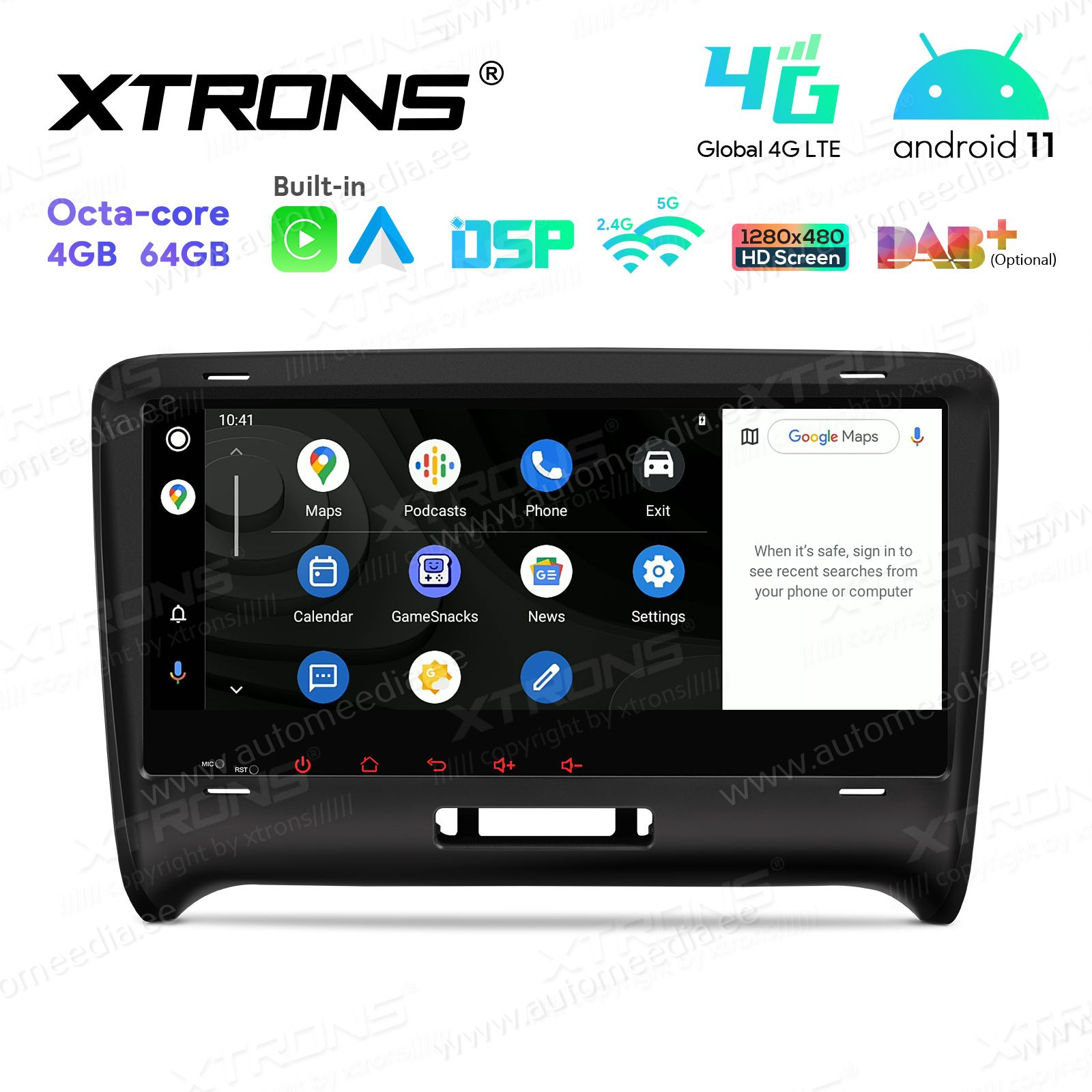 Audi TT (2006-2012) mudelipõhine Android 12 GPS autoraadio ja multimeedia keskus