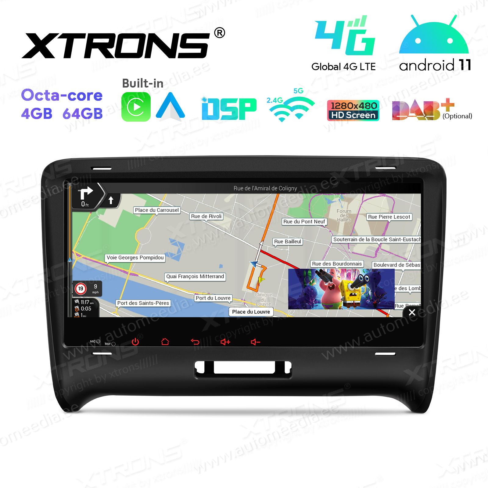 Audi TT (2006-2012) mudelipõhine Android 12 GPS autoraadio ja multimeedia keskus