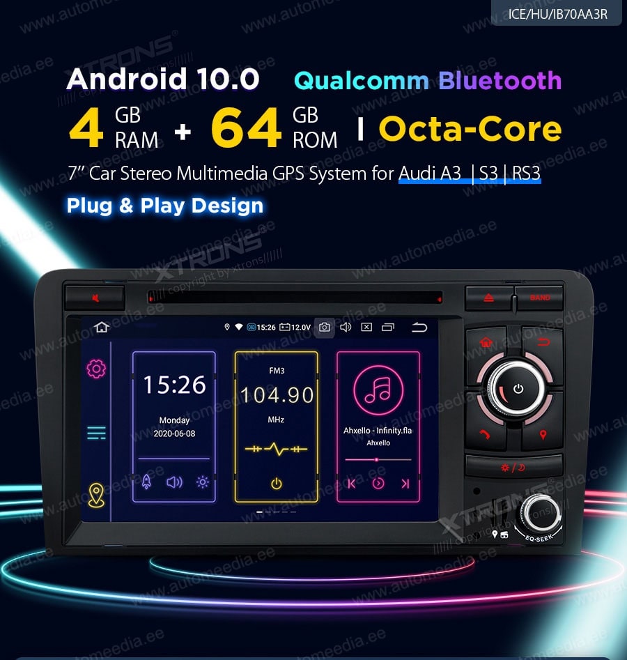 Audi A3 (2003-2012) XTRONS IB70AA3R Mudelikohane android multimeediakeskus gps naviraadio