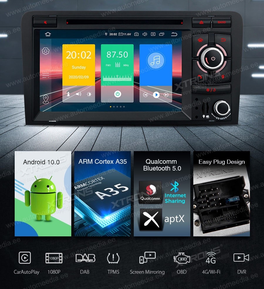 Audi A3 (2003-2012) XTRONS IN70A3AR Mudelikohane android multimeediakeskus gps naviraadio