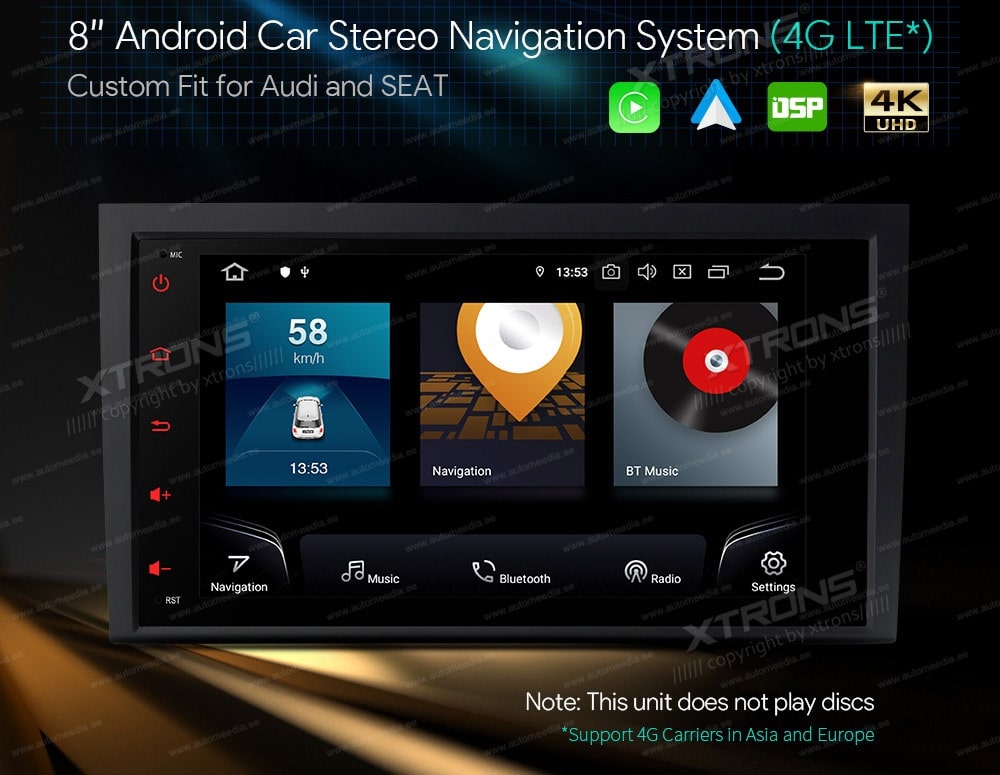 Audi A4 | B5 (2002-2008)  XTRONS IQ80A4AL merkkikohtainen Android GPS multimedia näyttösoitin