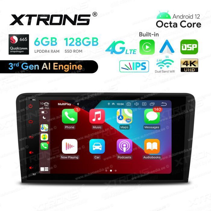 Audi A3 (2003-2012) mudelipõhine Android 12 GPS autoraadio ja multimeedia keskus