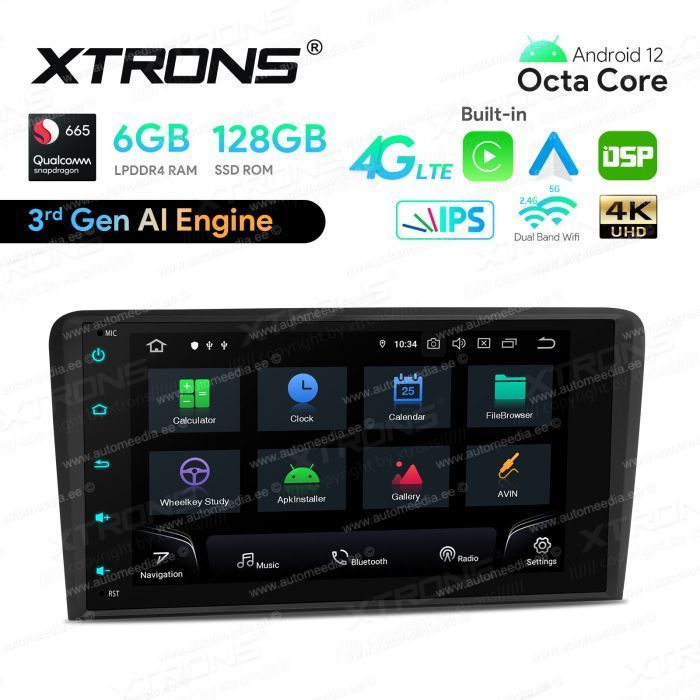 Audi A3 (2003-2012) mudelipõhine Android 12 GPS autoraadio ja multimeedia keskus