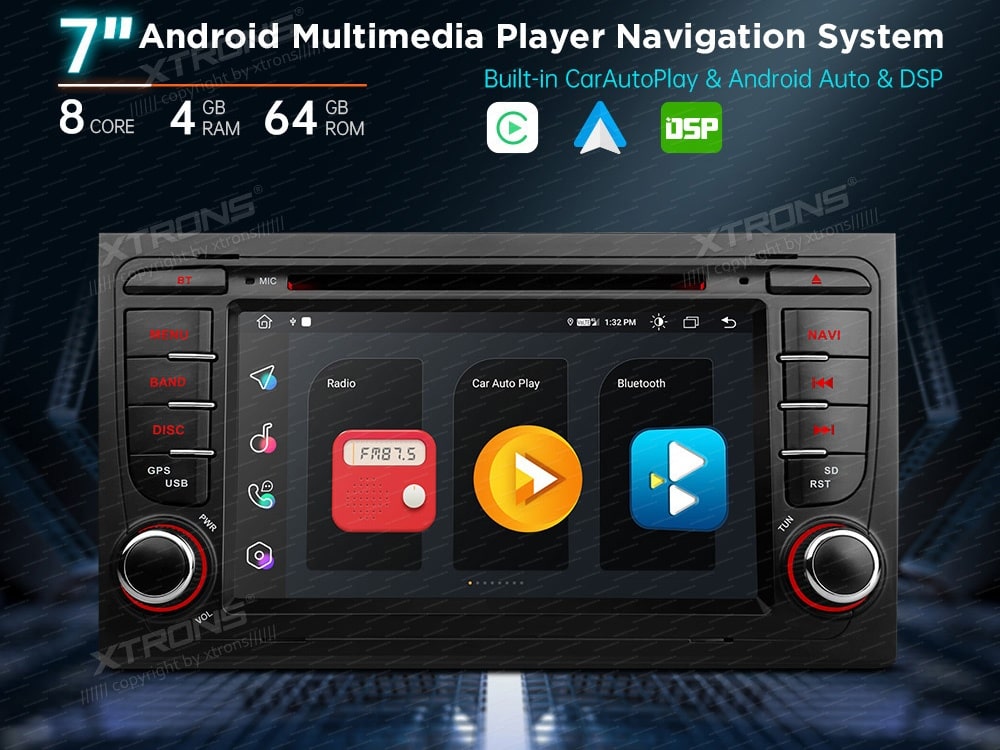 Audi A4 | B5 (2002-2008)  XTRONS MA70AA4 merkkikohtainen Android GPS multimedia näyttösoitin