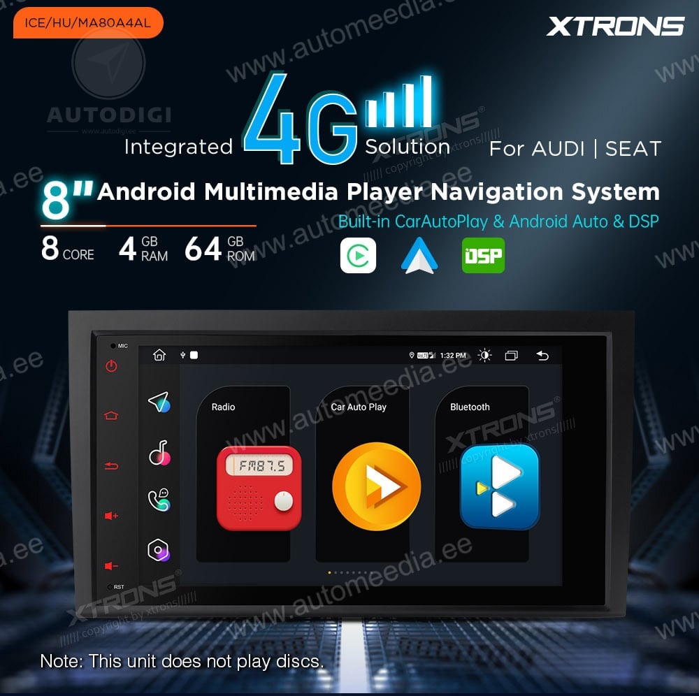 Audi A4 | B5 (2002-2008) XTRONS MA80A4AL Штатная магнитола Android