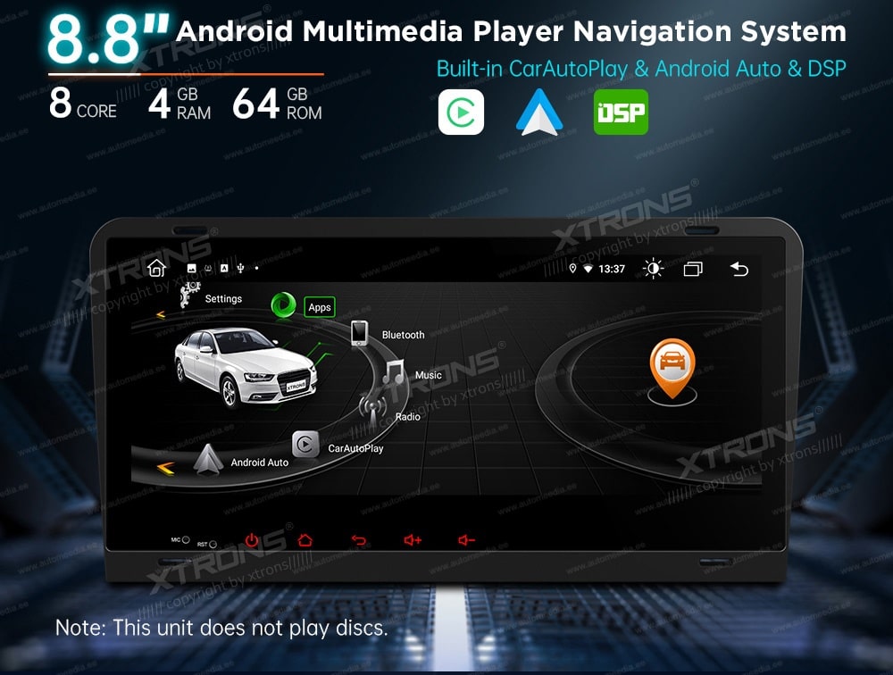 Audi A3 (2003-2012)  XTRONS MA80AA3LH merkkikohtainen Android GPS multimedia näyttösoitin
