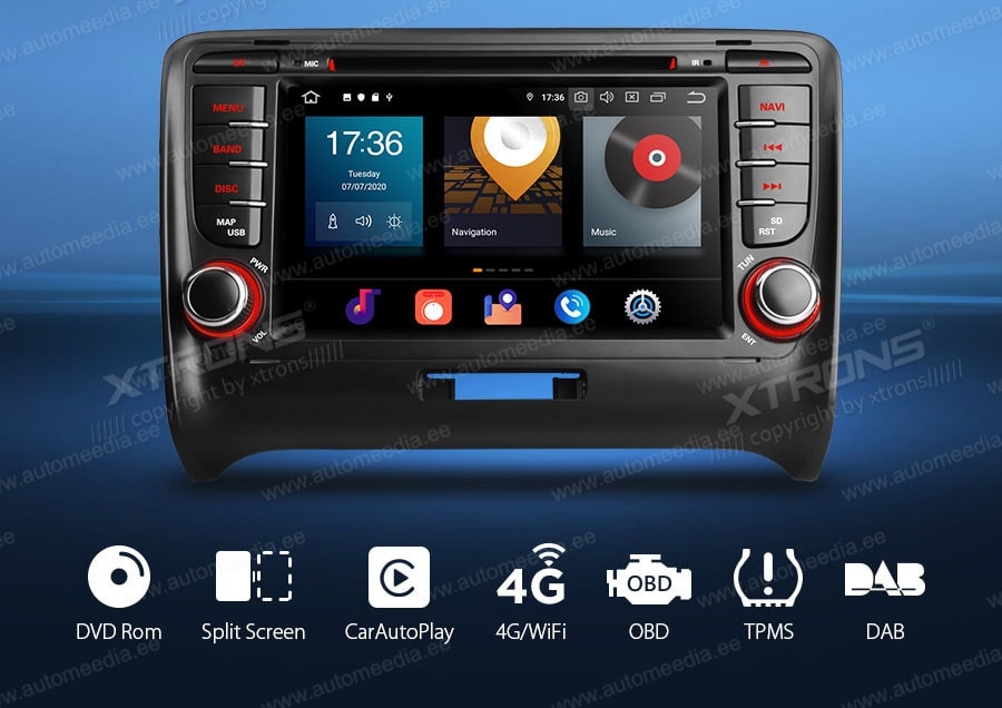 Audi TT (2006-2012) XTRONS PBX70ATT merkkikohtainen Android GPS multimedia näyttösoitin