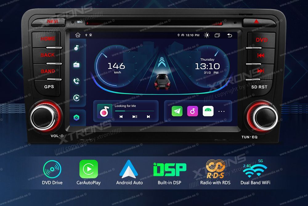 Audi A3 (2003-2012)  XTRONS PE71AA3 Car multimedia GPS player with Custom Fit Design