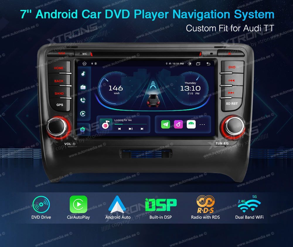 Audi TT (2006-2012)  XTRONS PE71ATT Car multimedia GPS player with Custom Fit Design