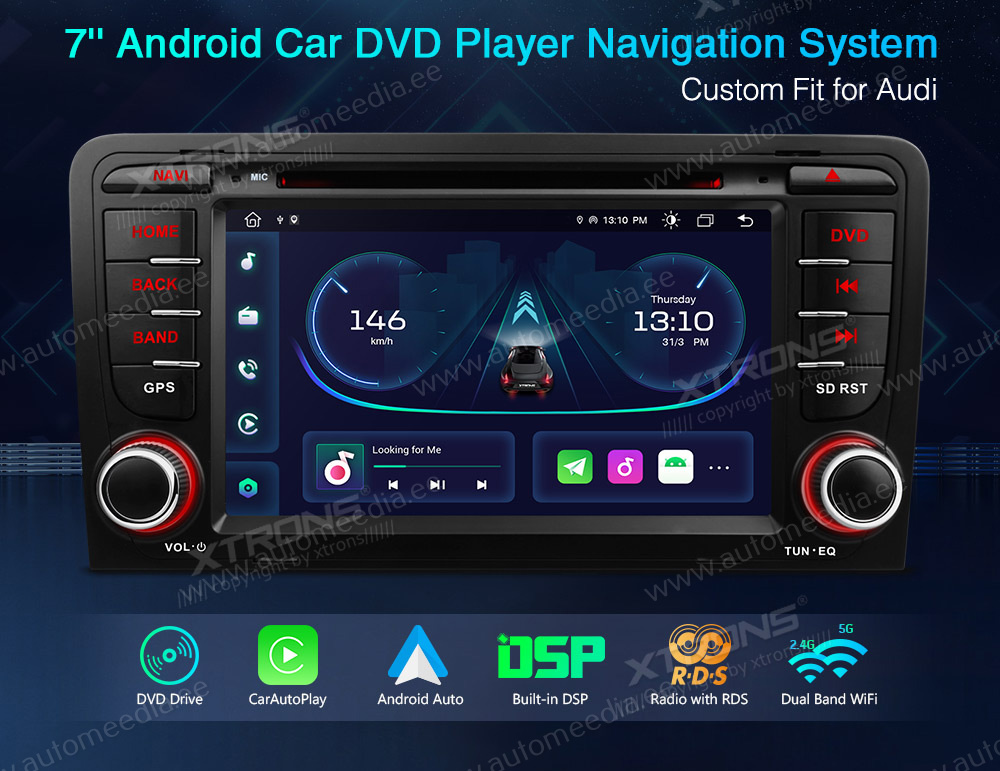 Audi A3 (2003-2012)  XTRONS PE72AA3 merkkikohtainen Android GPS multimedia näyttösoitin