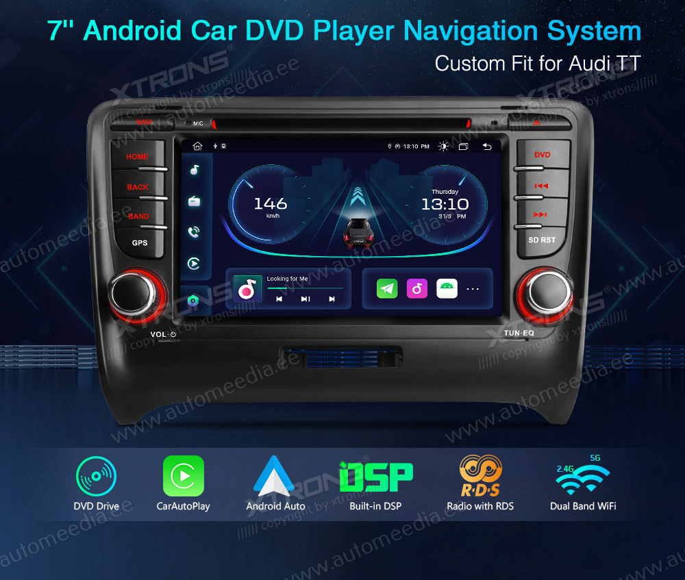 Audi TT (2006-2012)  XTRONS PE72ATT merkkikohtainen Android GPS multimedia näyttösoitin