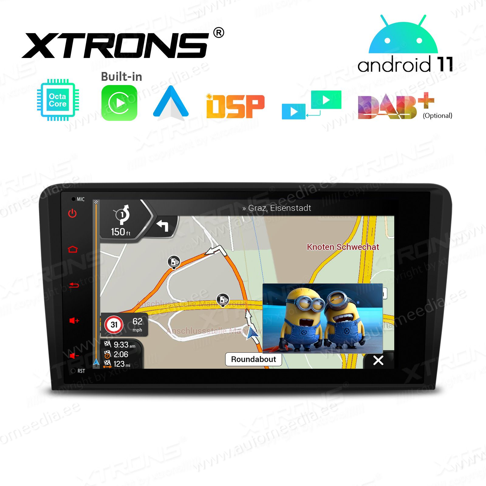 Audi A3 (2003-2012) mudelipõhine Android 11 GPS autoraadio ja multimeedia keskus
