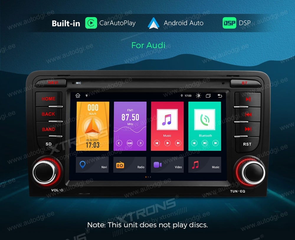 Audi A3 (2003-2012) XTRONS PME70AA3L Car multimedia GPS player with Custom Fit Design