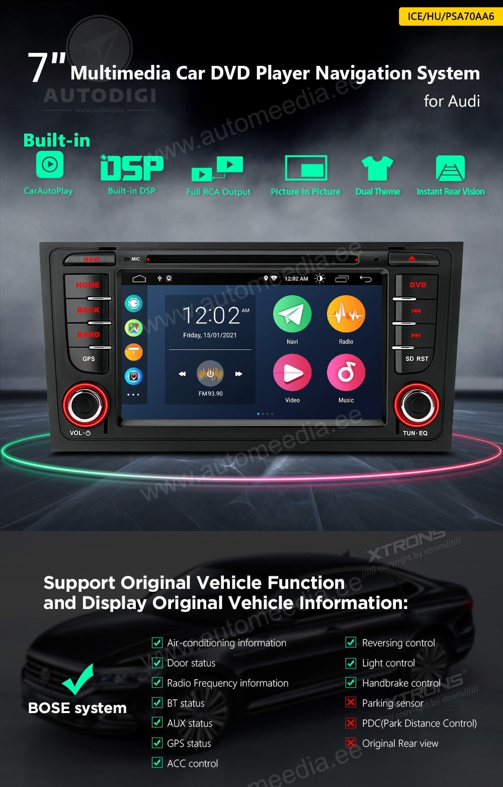 Audi A6 | C5 (1997-2004) XTRONS PSA70AA6 Штатная магнитола Android