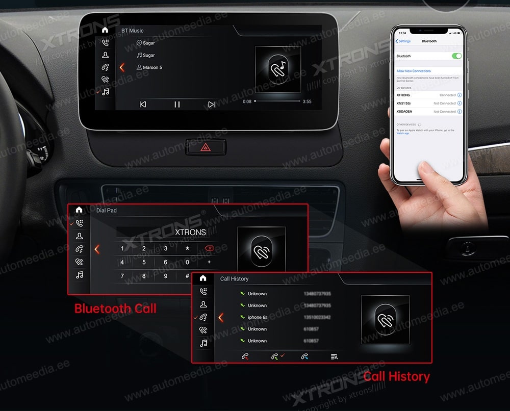 XTRONS Audi  kädet vapaana Hands free puhelut & musiikin striimaus