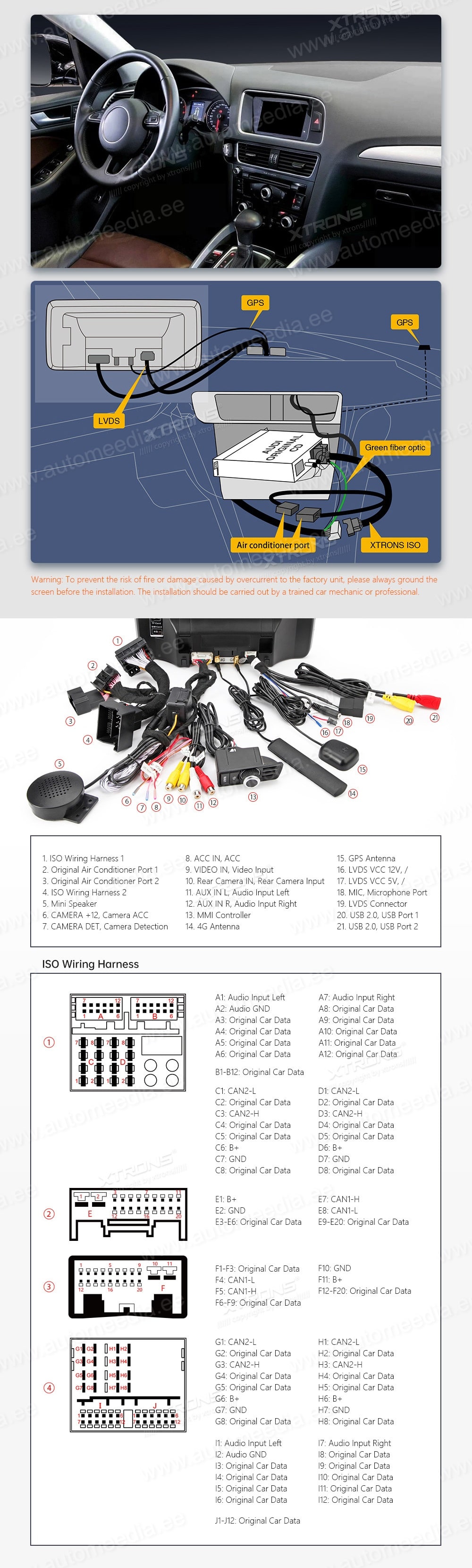 Audi Q5 (2009 - 2017) | Audi concert | Audi symphony  XTRONS QA10Q5C_LS XTRONS QA10Q5C_LS Wiring Diagram and size