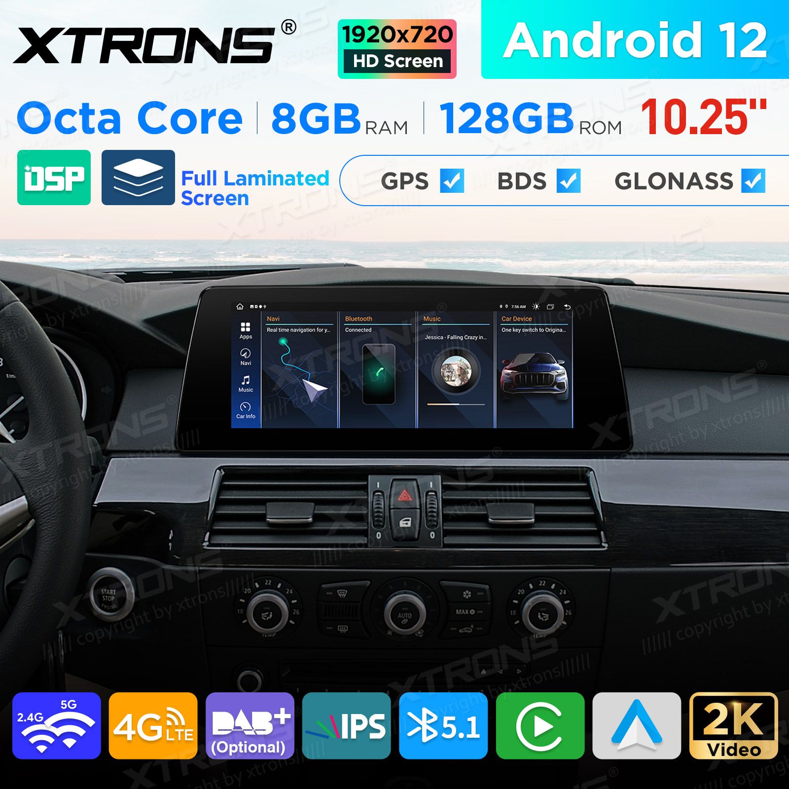 BMW 5.ser | E60 | E61 | iDrive CIC (2008-2010) Android 12 Car Multimedia Player with GPS Navigation