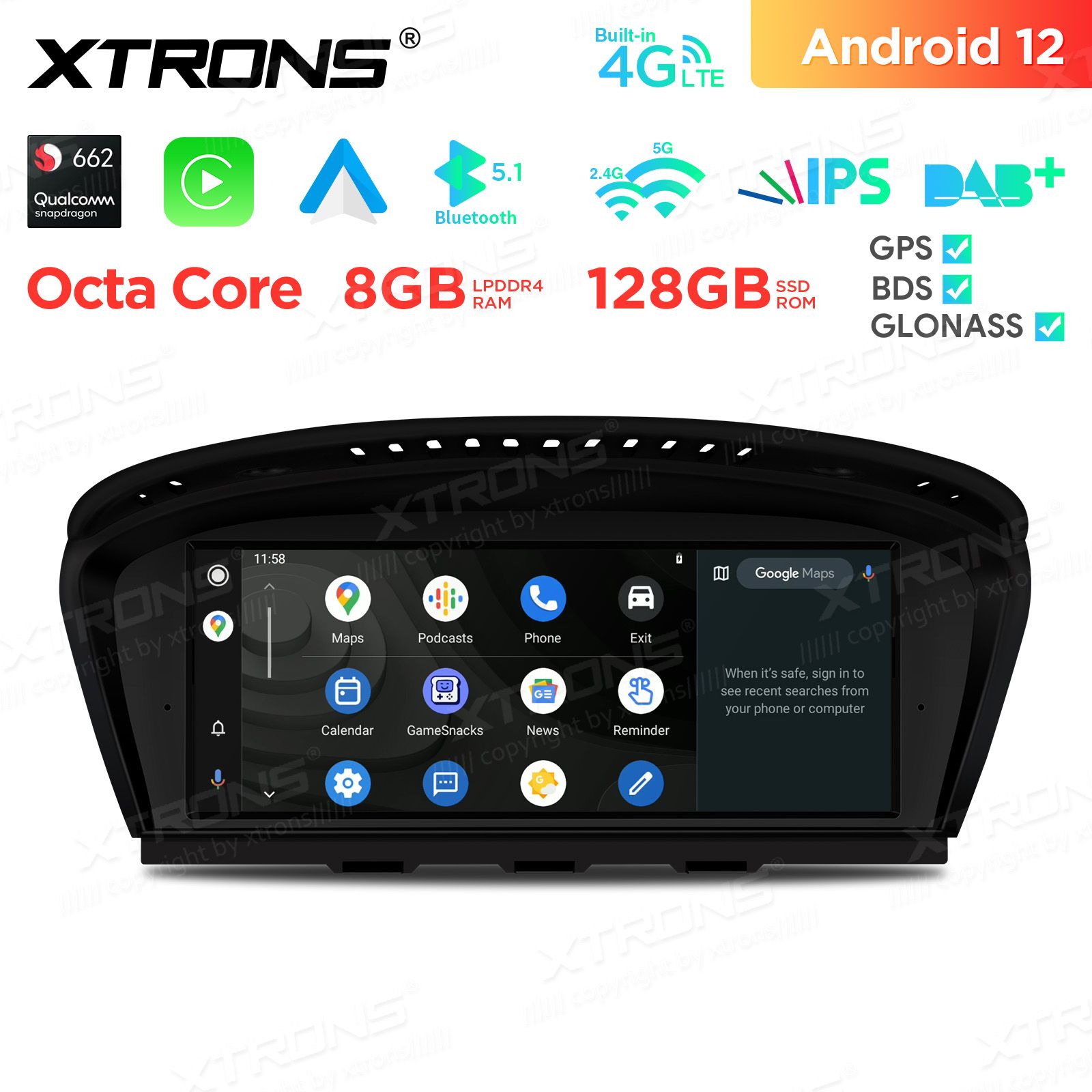 BMW 5.ser | BMW 3.ser | E60 | E61 | E90 | E92 | E93 iDrive CCC (2004-2008) kahesüsteemne, originaalraadio säilitav Android 11 GPS autoraadio ja multimeedia keskus