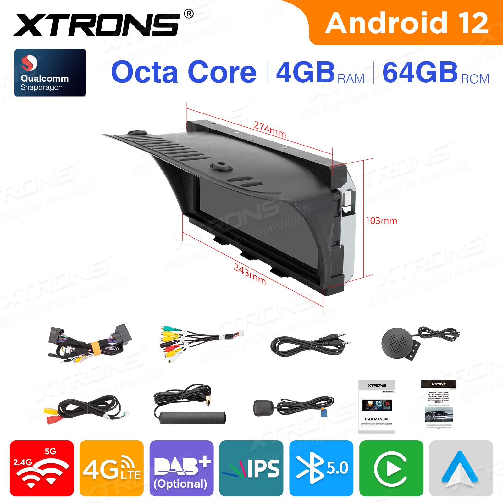 BMW 5.ser | BMW 3.ser | E60 | E61 | E90 | E92 | E93 iDrive CCC (2004-2008) kahesüsteemne, originaalraadio säilitav Android 12 GPS autoraadio ja multimeedia keskus