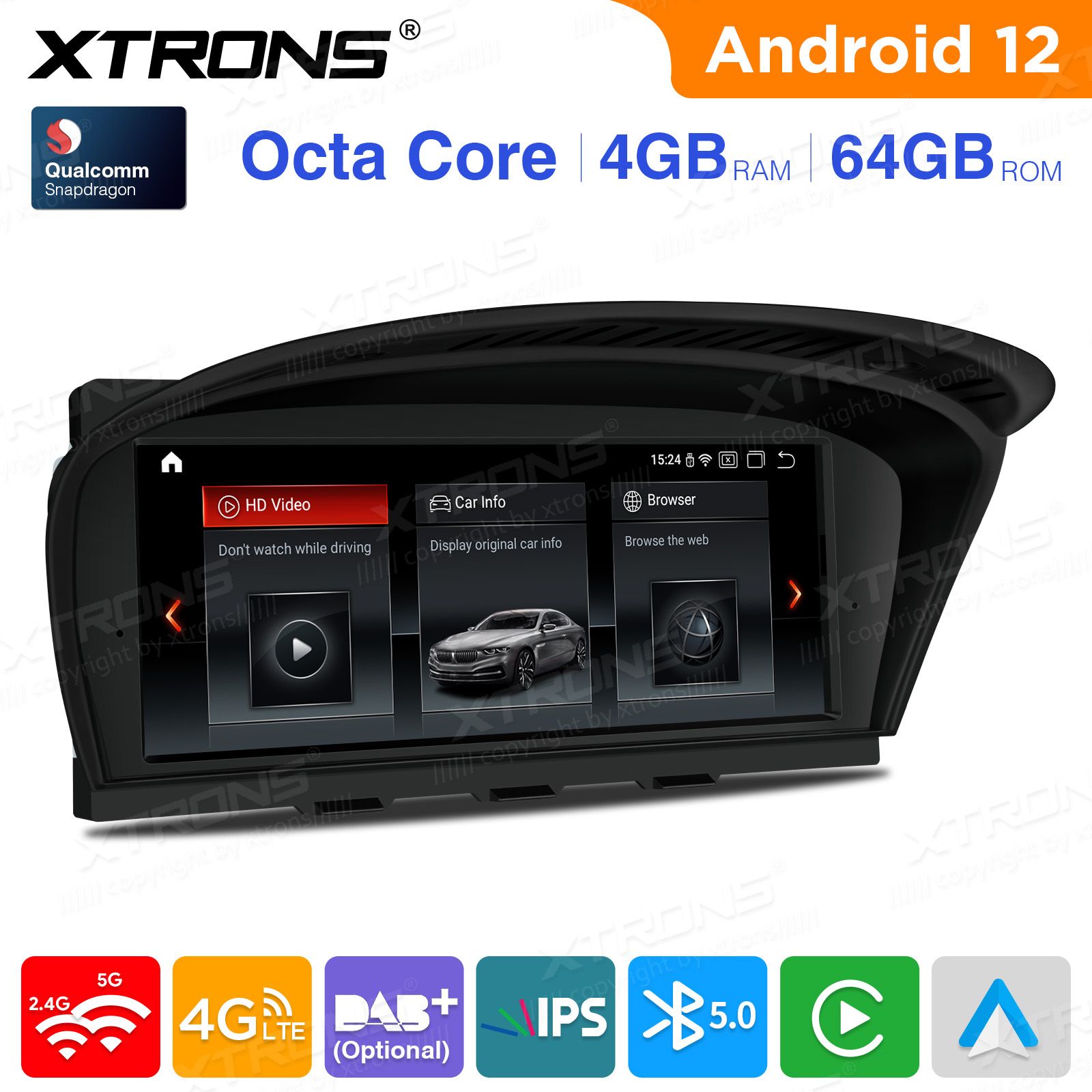 BMW 5.ser | BMW 3.ser | E60 | E61 | E90 | E92 | E93 iDrive CIC (2009-2012) Автомобильная магнитола Android 12 с GPS навигацией