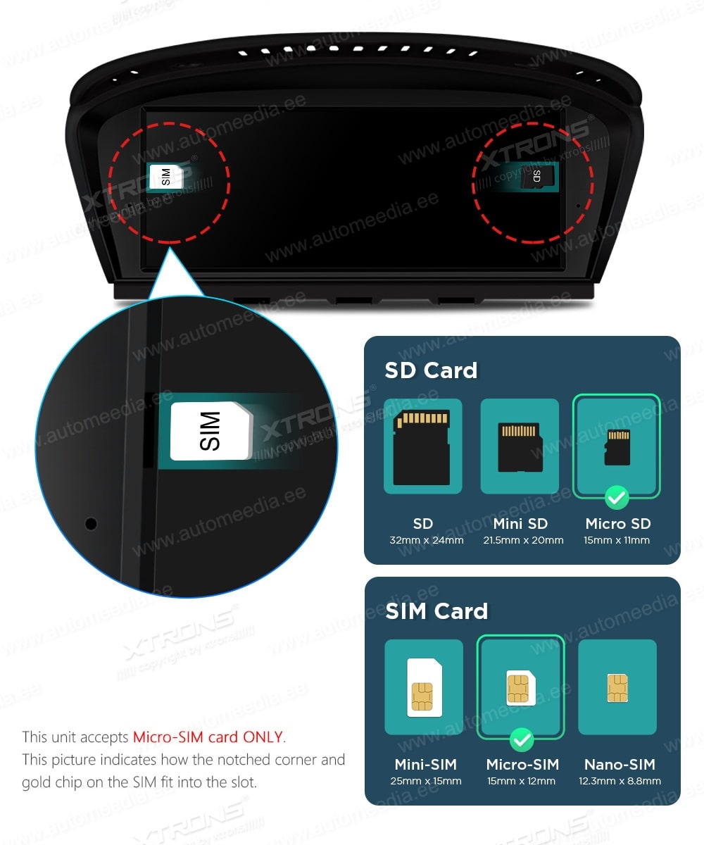 BMW 5.ser | BMW 3.ser | E60 | E61 | E90 | E92 | E93 iDrive CIC (2009-2012)  XTRONS QSB8260CI XTRONS QSB8260CI 4G Connectivity SIM slot built-in