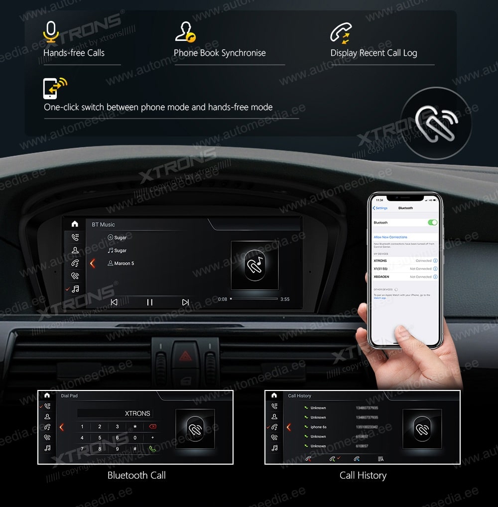 XTRONS BMW  kädet vapaana Hands free puhelut & musiikin striimaus
