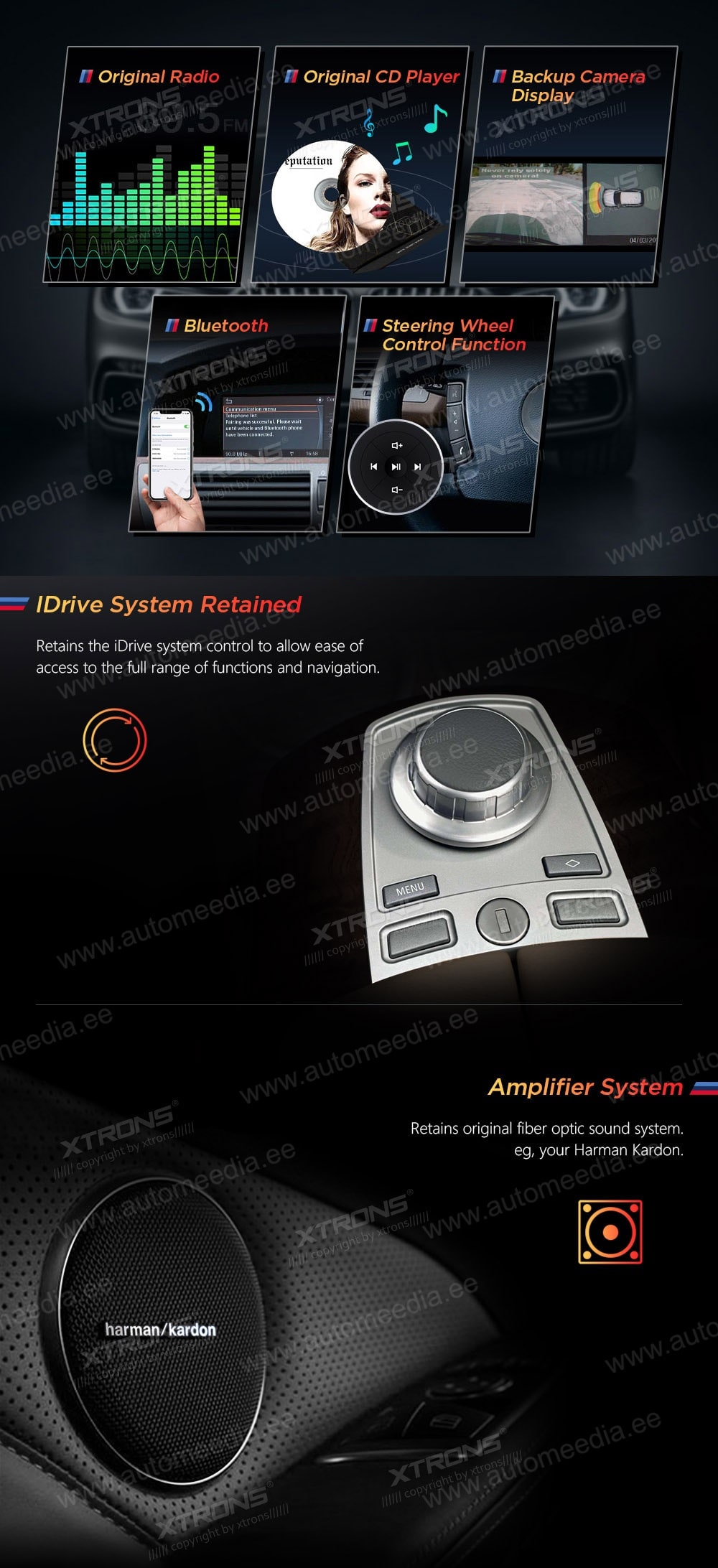 XTRONS BMW  FM RDS raadio ja USB multimedia soitin