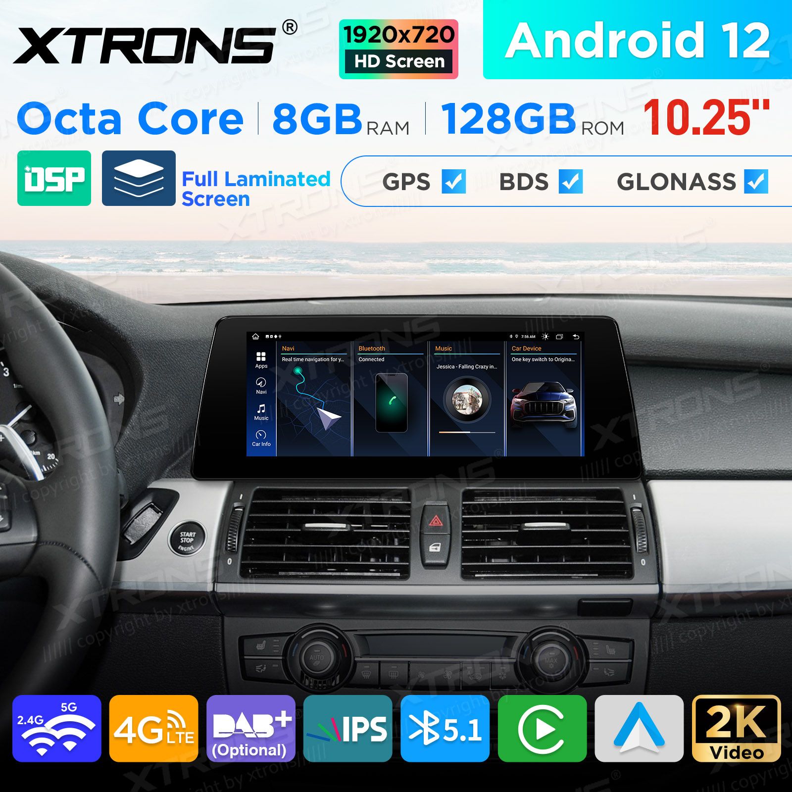 BMW X5 | X6 | E70 | 71 iDrive CIC (2010-2014) Android 12 auto GPS radio ja multimedia näyttösoitin