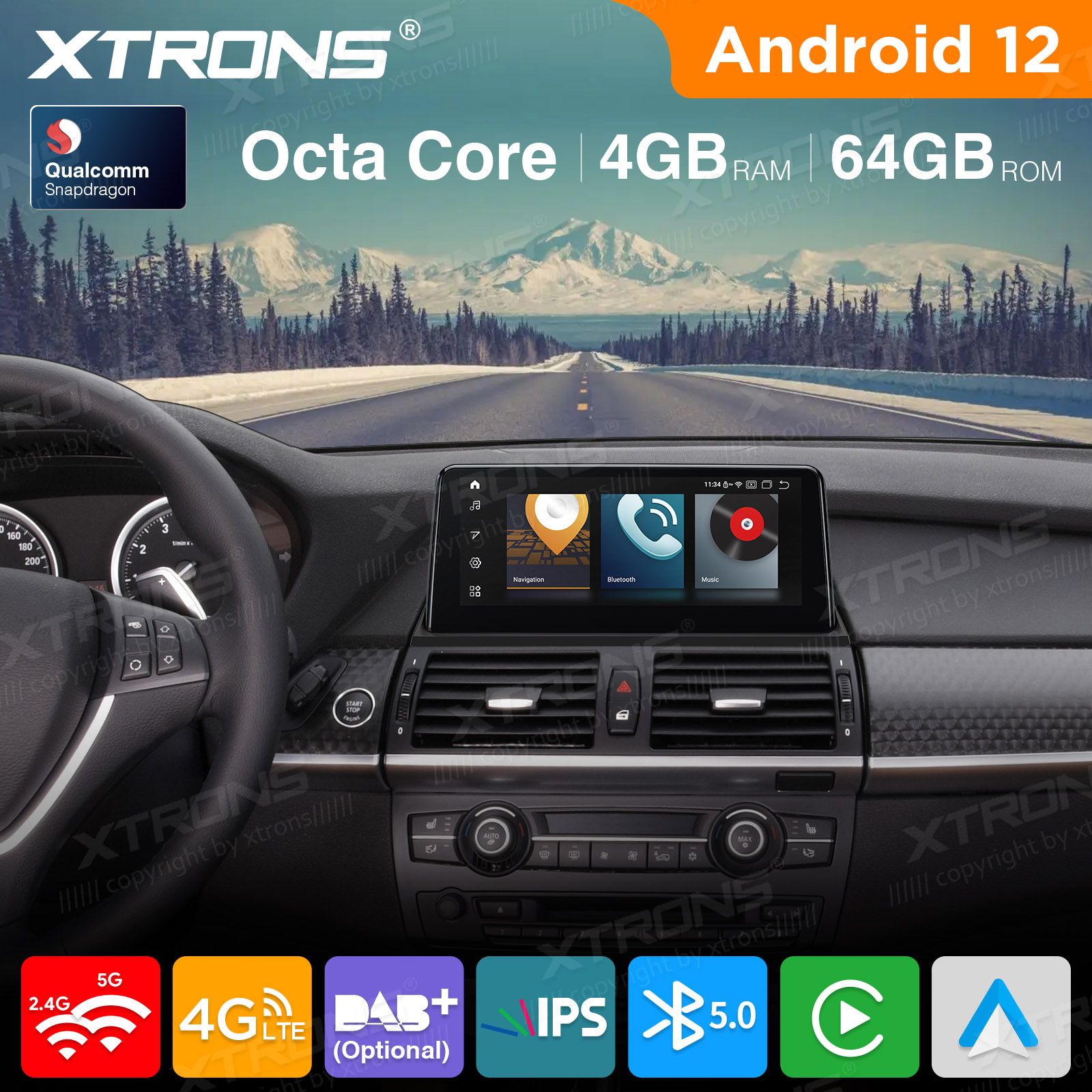 BMW X5 | X6 | E70 | 71 iDrive CIC (2010-2014) kahesüsteemne, originaalraadio säilitav Android 12 GPS autoraadio ja multimeedia keskus