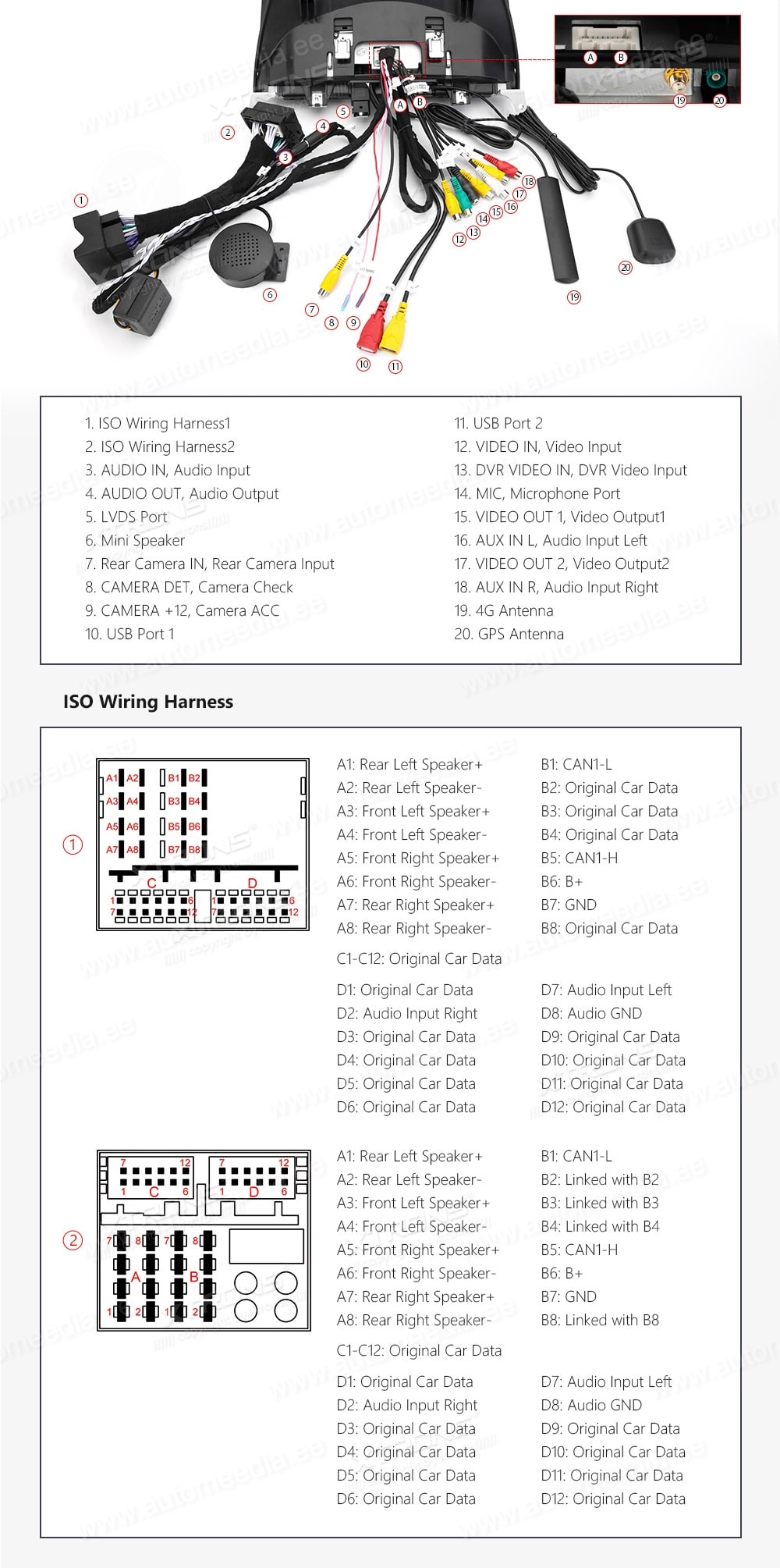 BMW X5 | X6 | E70 | 71 iDrive CCC (2007-2010)  XTRONS QSB12X5CC XTRONS QSB12X5CC Wiring Diagram and size