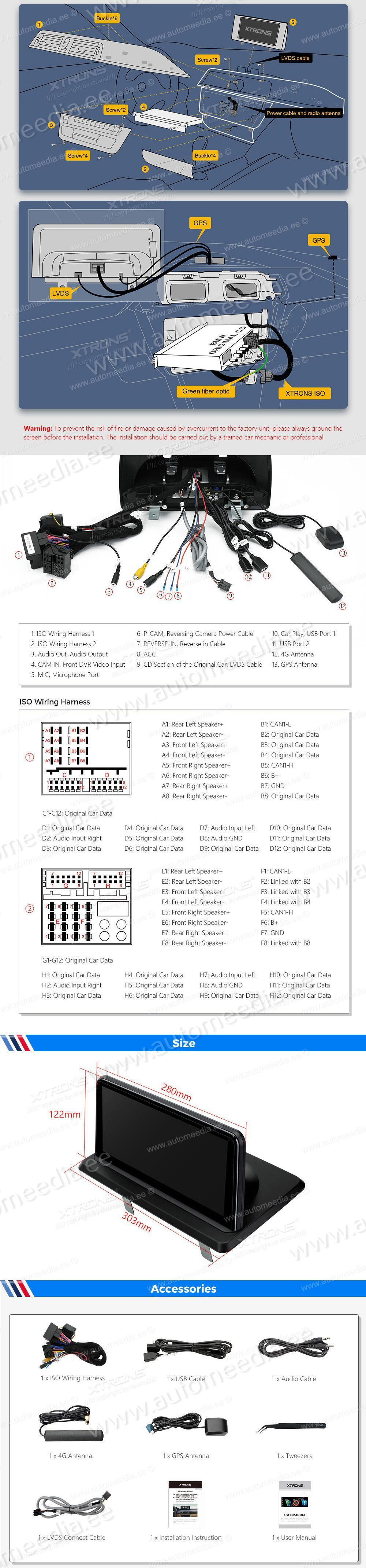 BMW 1. ser. E81 | E82 | E87 | E88 (2006-2009) iDrive CCC  XTRONS QEB1287CC XTRONS QEB1287CC Wiring Diagram and size