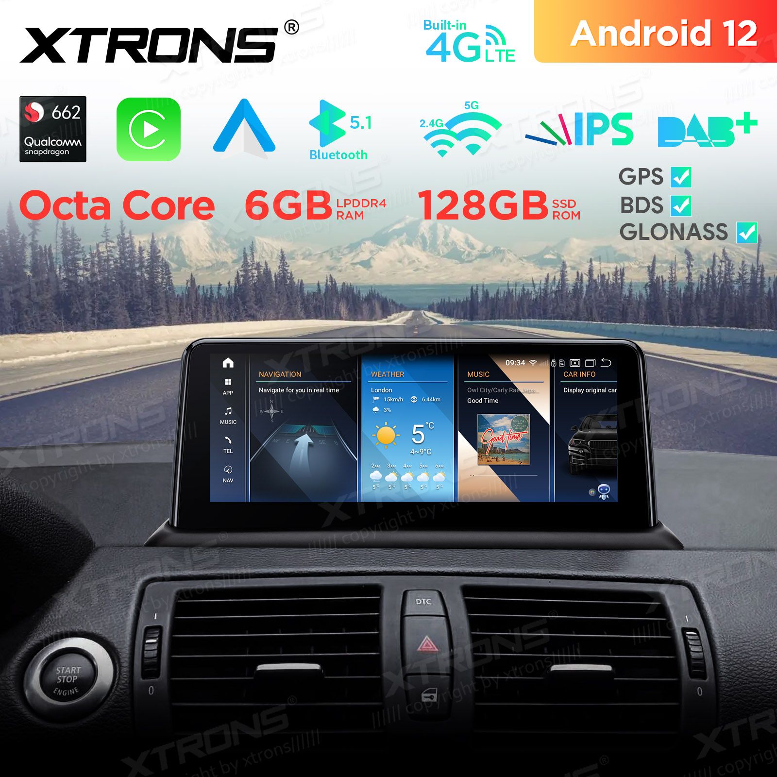 BMW 1. ser. E81 | E82 | E87 | E88 (2004-2012) w/o orig. screen mudelipõhine Android 11 GPS autoraadio ja multimeedia keskus