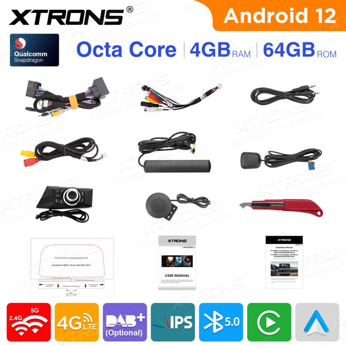 BMW 1. ser. E81 | E82 | E87 | E88 (2004-2012) w/o orig. screen mudelipõhine Android 12 GPS autoraadio ja multimeedia keskus