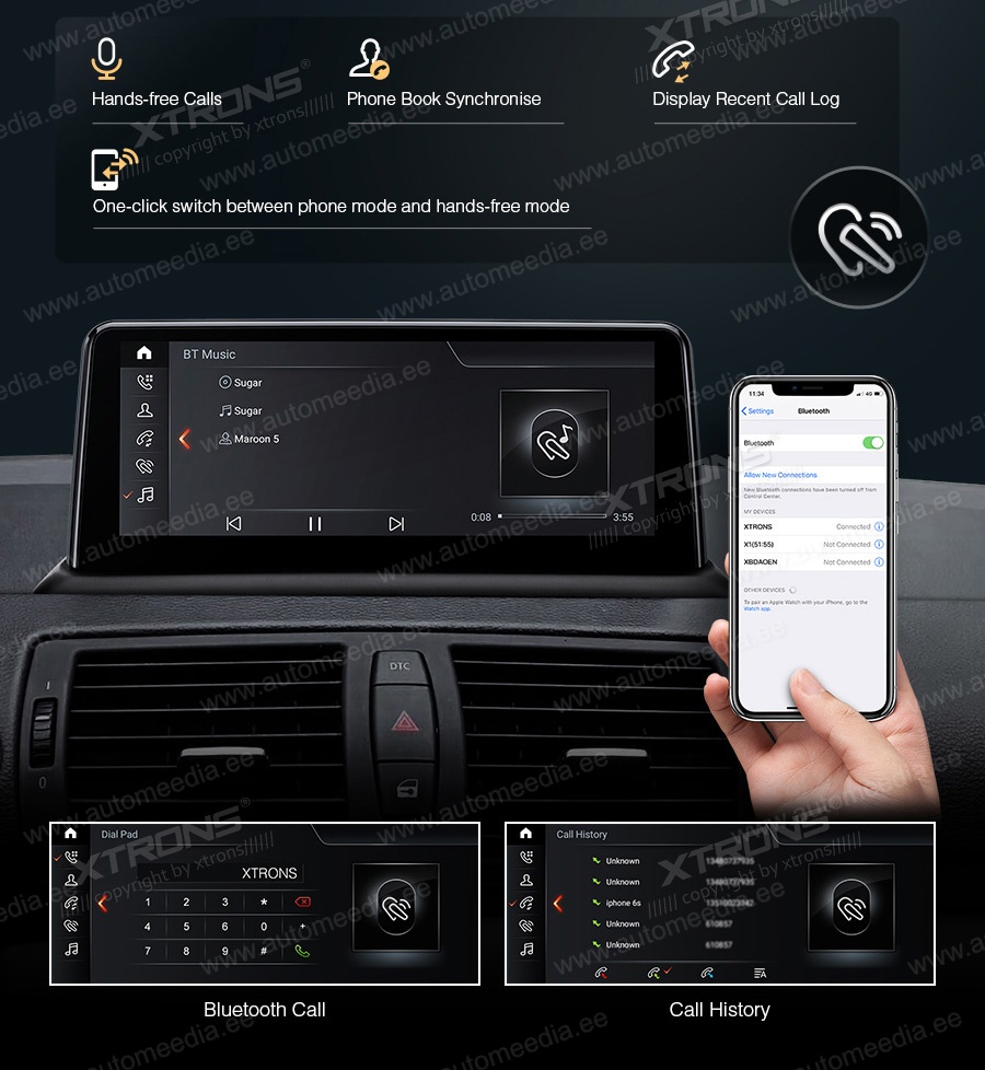 XTRONS BMW  kädet vapaana Hands free puhelut & musiikin striimaus