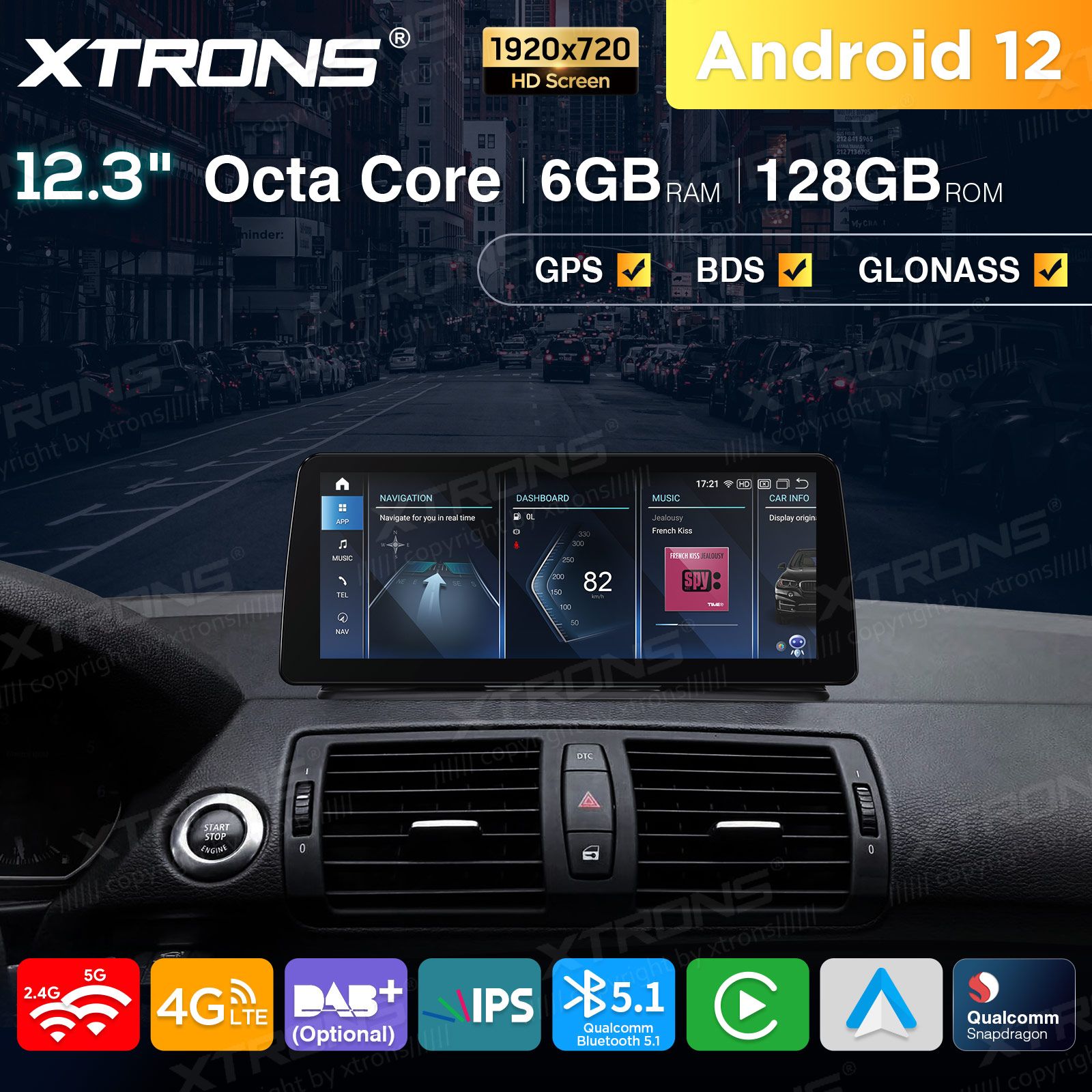 BMW 1. ser. E81 | E82 | E87 | E88 (2004-2012) w/o orig. screen mudelipõhine Android 12 GPS autoraadio ja multimeedia keskus