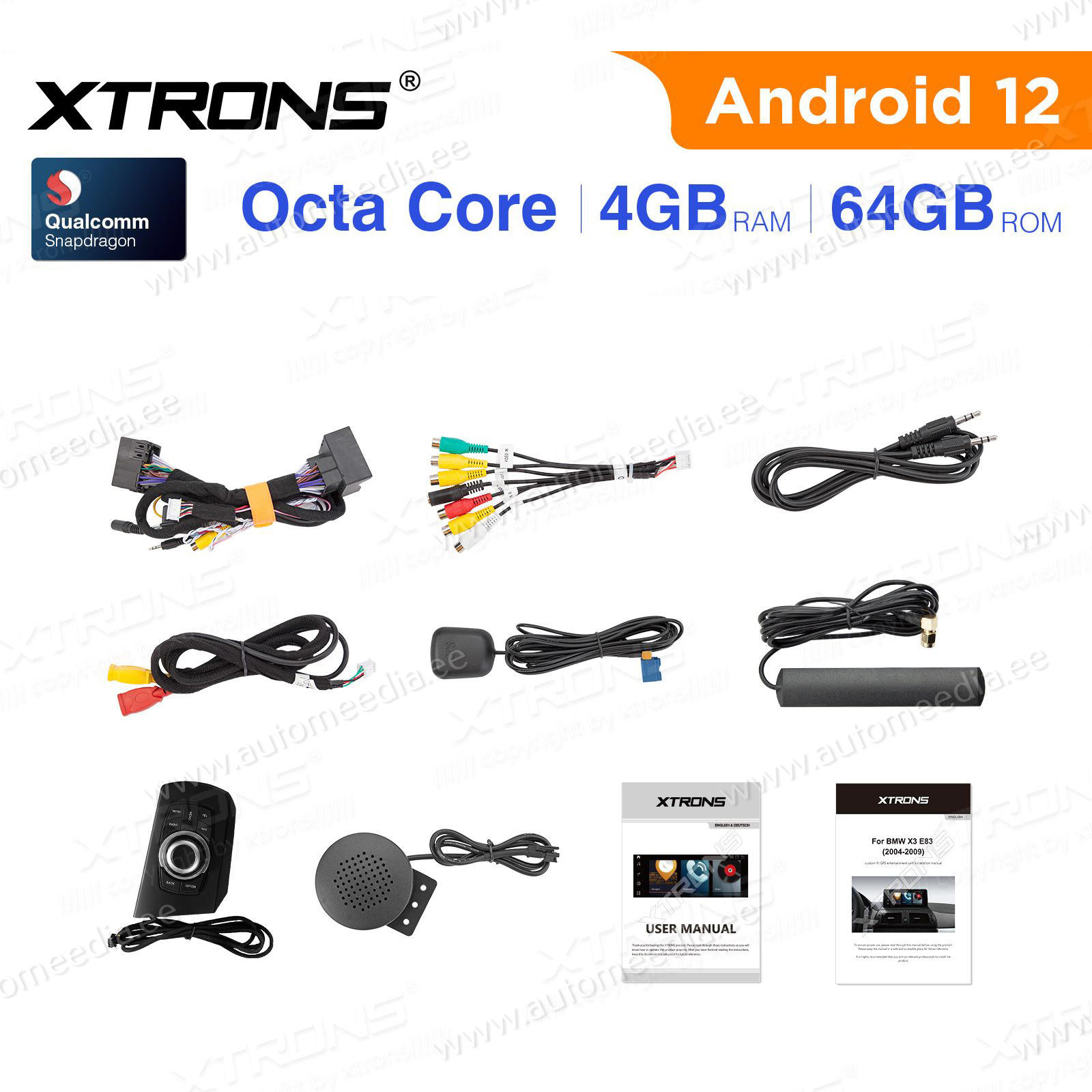 BMW X3 E83 (2004-2009) w/o orig. screen mudelipõhine Android 12 GPS autoraadio ja multimeedia keskus
