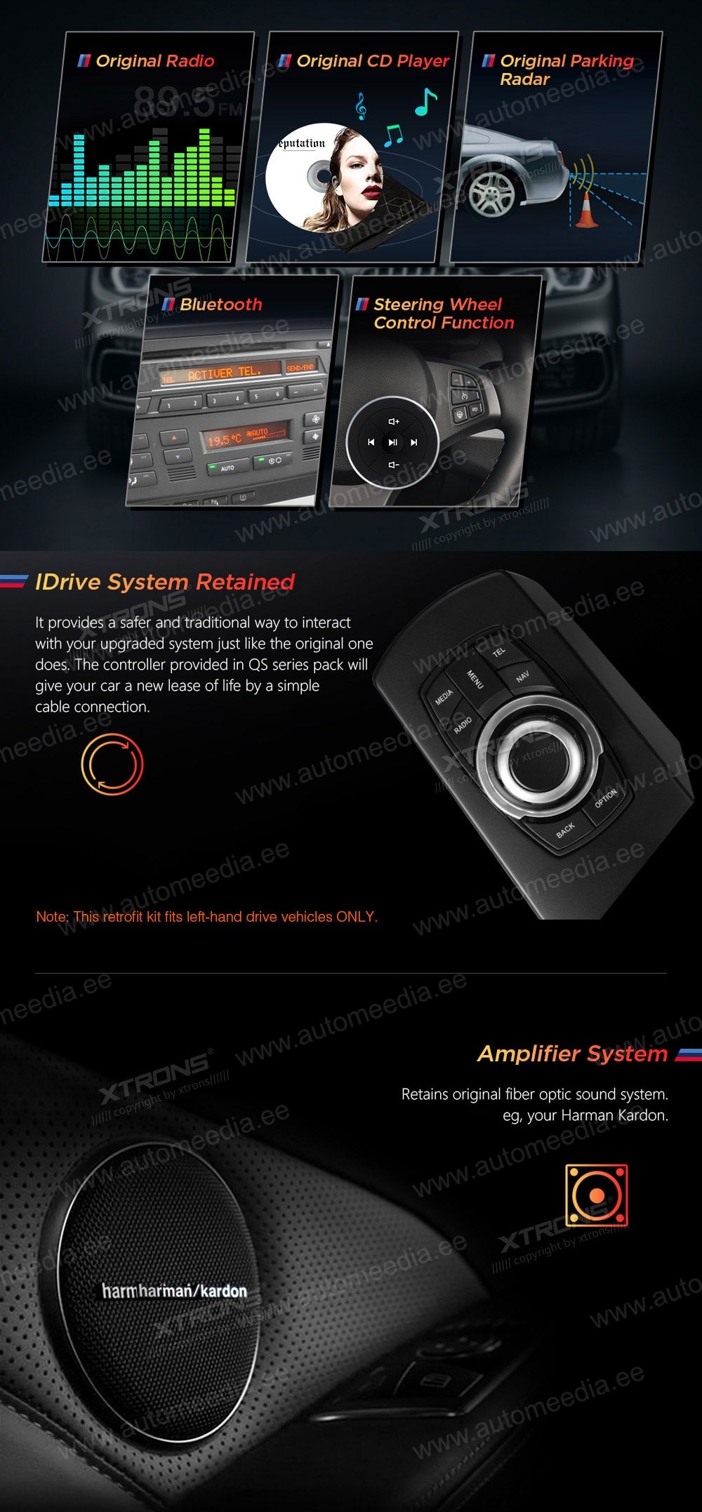 BMW X3 E83 (2004-2009) w/o orig. screen  XTRONS QSB12X3UN XTRONS QSB12X3UN FM radio and USB SD player