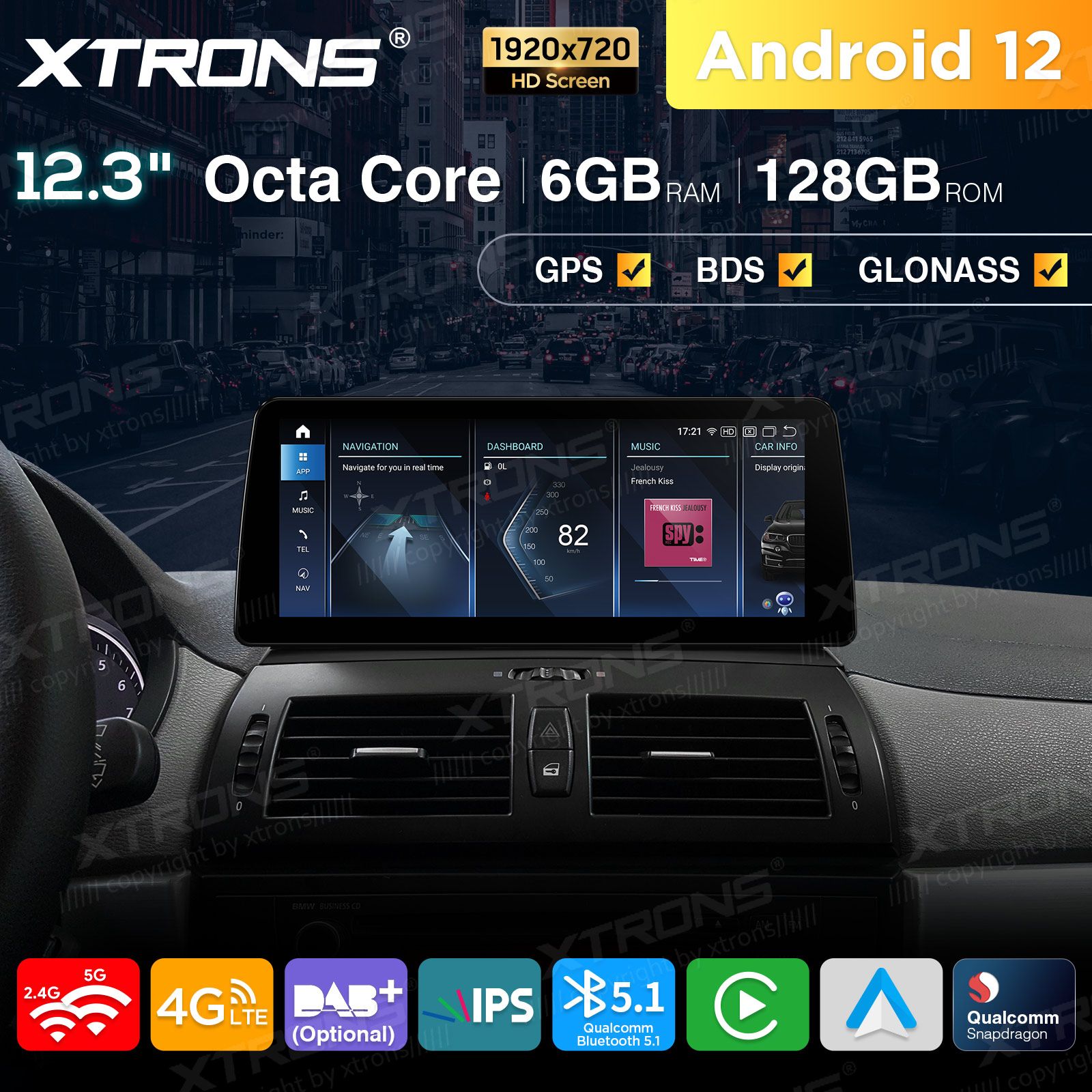 BMW X3 E83 (2004-2009) w/o orig. screen mudelipõhine Android 12 GPS autoraadio ja multimeedia keskus