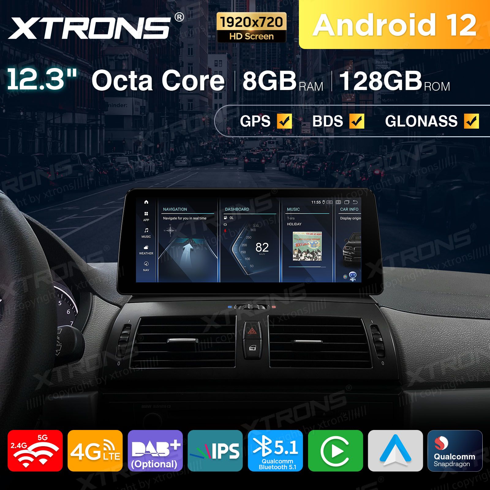BMW X3 E83 (2004-2009) w/o orig. screen mudelipõhine Android 12 GPS autoraadio ja multimeedia keskus