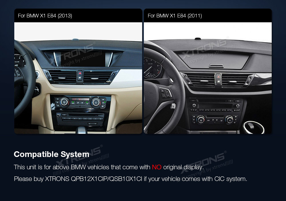 BMW X1 E84 (2009-2015) w/o orig. screen  custom fit multimedia radio suitability for the car