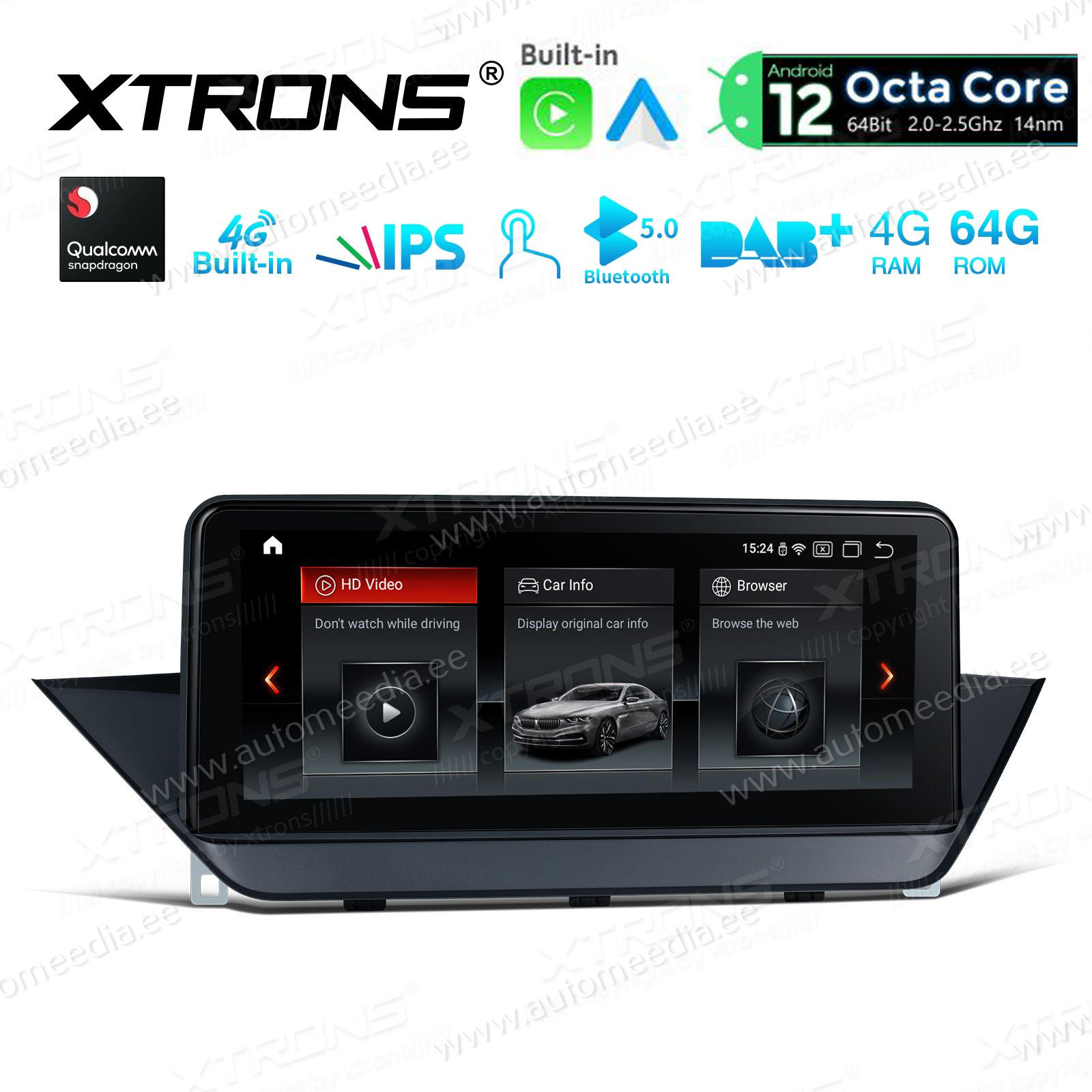 BMW X1 E84 (2009-2015) w/o orig. screen mudelipõhine Android 12 GPS autoraadio ja multimeedia keskus