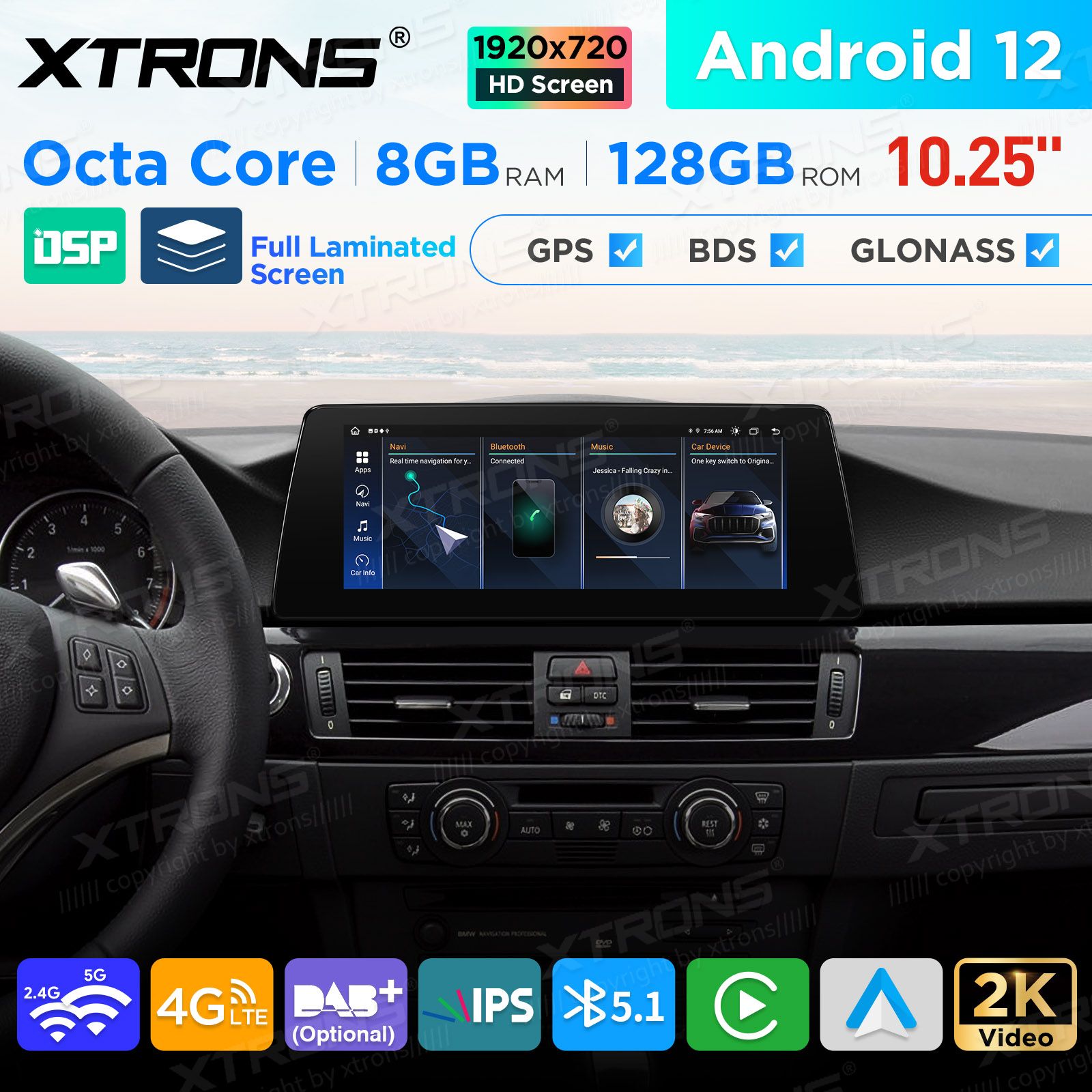 BMW 3.ser | E90 | E92 | E93 iDrive CCC (2004-2008) Android 12 auto GPS radio ja multimedia näyttösoitin