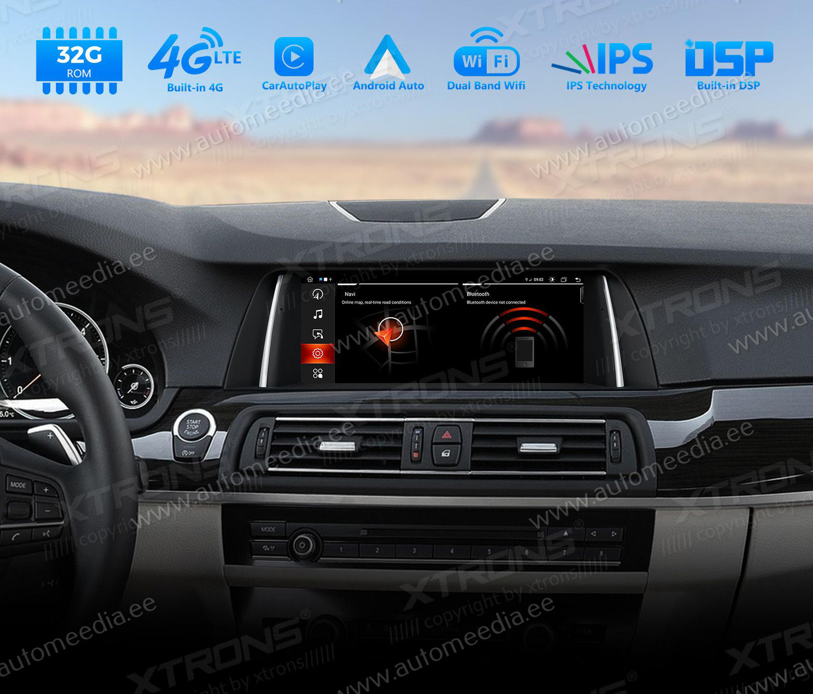 BMW 5. ser. BMW F10 | F11 iDrive NBT (2013-2016)  XTRONS QEB12FVNB merkkikohtainen Android GPS multimedia näyttö
